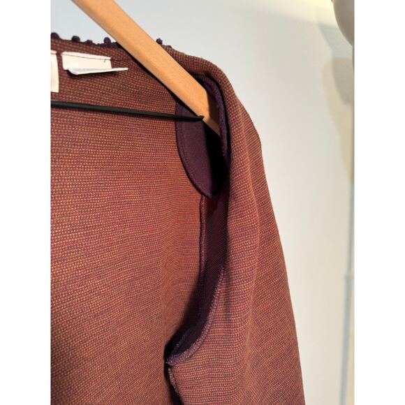 Koret Zip Front Tapestry Knit Jacket Purple Red Paisley Textured Vintage Chic - Picture 8 of 9